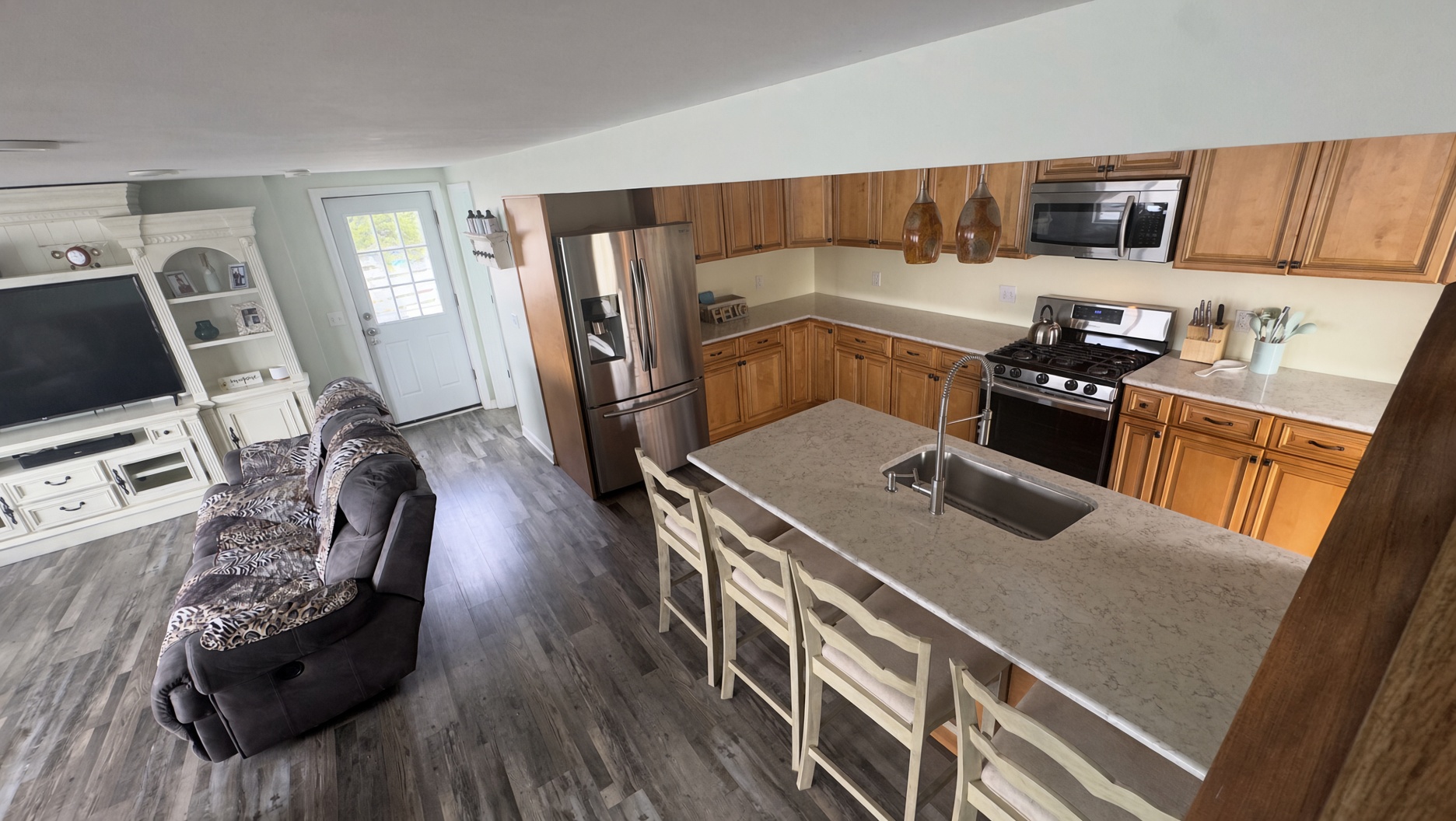 Kitchen inside the waterfront home