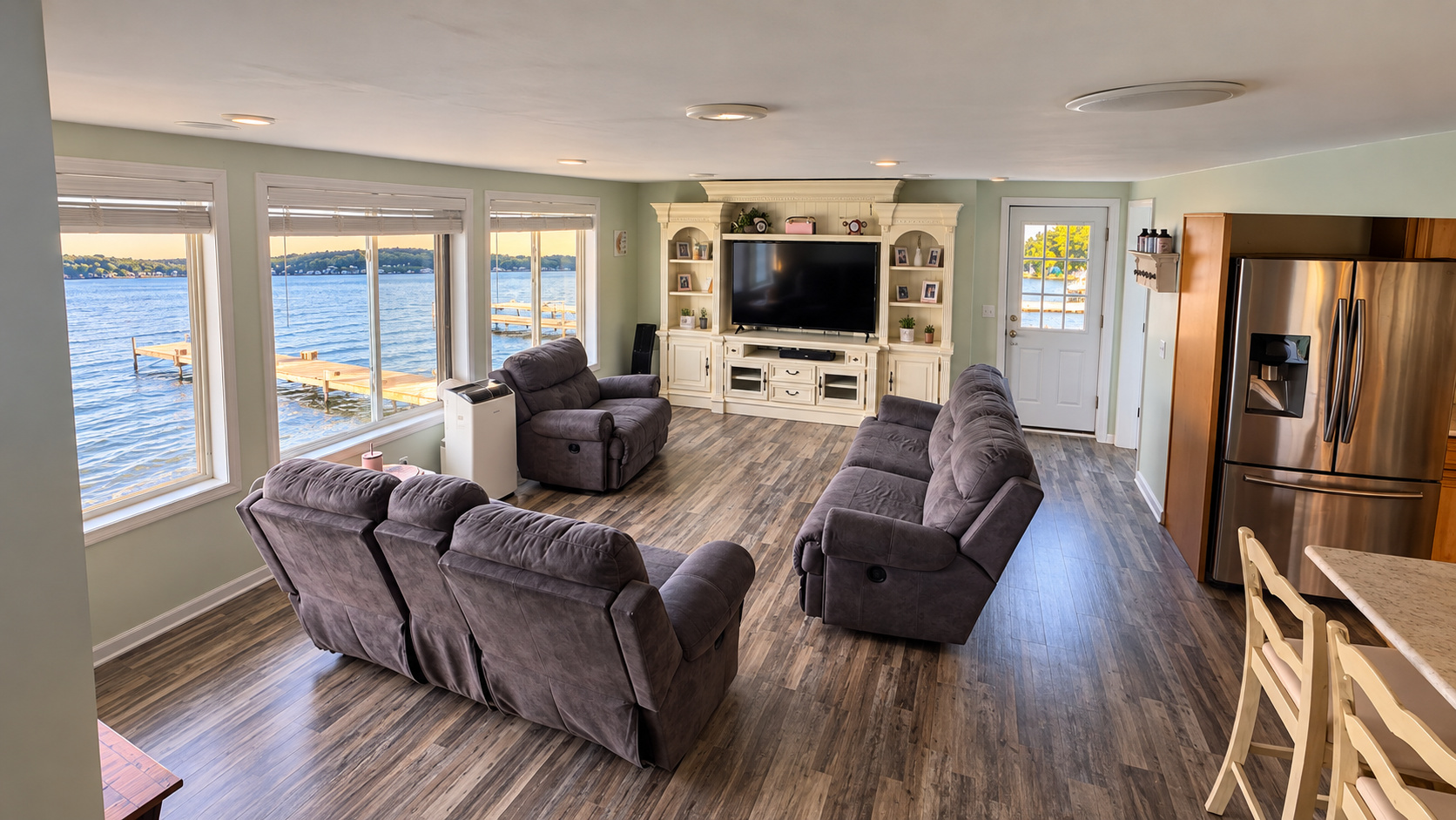 Kitchen and interior of the waterfront home