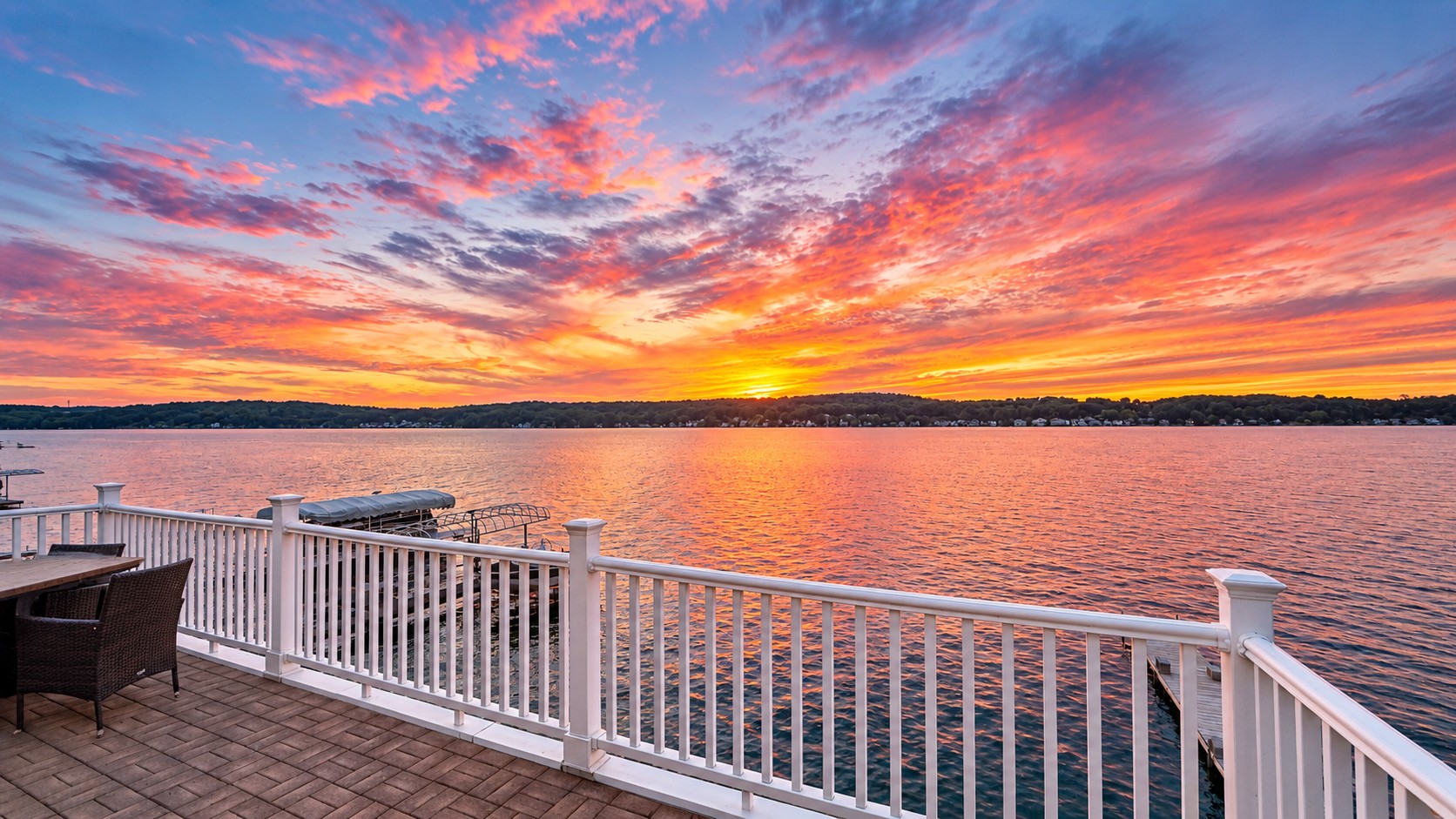 Conesus Lake sunset from the waterfront property